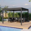 Maze Lounge Outdoor Furniture Grey 4m Square Aluminium Pergola with 4 Drop Sides