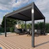 Maze Lounge Outdoor Furniture Grey 4m Square Aluminium Pergola with 4 Drop Sides