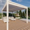 Maze Lounge Outdoor Furniture White 4m Square Aluminium Pergola with 4 Drop Sides
