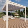 Maze Lounge Outdoor Furniture White 4m Square Aluminium Pergola with 4 Drop Sides