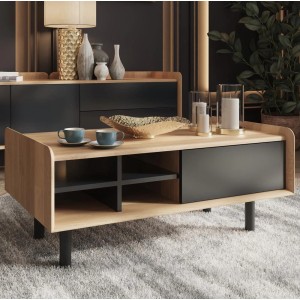 Bell and Stocchero Balto Solid Oak and Black Coffee Table Bell and Stocchero Balto Solid Oak and Black Coffee Table