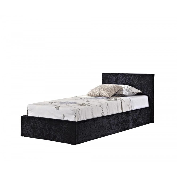 Birlea Furniture Berlin Black Crushed Velvet Upholstered 3ft Single Ottoman Bed