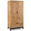 Julian Bowen Furniture Bali Oak Finish 2 Door 1 Drawer Double Wardrobe