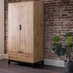 Julian Bowen Furniture Bali Oak Finish 2 Door 1 Drawer Double Wardrobe Julian Bowen Furniture Bali Oak Finish 2 Door 1 Drawer Double Wardrobe