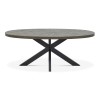 Bentley Designs Ellipse Fumed Oak 6 Seater Dining Table & 6 Logan Dark Grey Fabric Dining Chairs