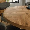 Bentley Designs Ellipse Rustic Oak 4 Seater Dining Table & 4 Dark Grey Fabric Dining Chairs