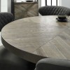 Bentley Designs Ellipse Fumed Oak 4 Seater Dining Table & 4 Logan Dark Grey Fabric Dining Chairs