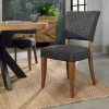 Bentley Designs Ellipse Rustic Oak 6 Seater Dining Table & 6 Logan Dark Grey Fabric Dining Chairs