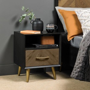 Bentley Designs Sienna Fumed Oak & Peppercorn 1 Drawer Nightstand Bentley Designs Sienna Fumed Oak & Peppercorn 1 Drawer Nightstand