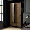 Bentley Designs Sienna Fumed Oak & Peppercorn Double Wardrobe with Drawer