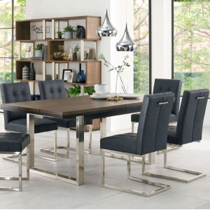 Bentley Designs Tivoli Dark Oak 6-8 Seater Dining Table & 6 Tivoli Mottled Black Faux Leather Upholstered Cantilever Chairs Bentley Designs Tivoli Dark Oak 6-8 Seater Dining Table & 6 Tivoli Mottled Black Faux Leather Upholstered Cantilever Chairs