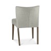 Bentley Designs Turin Dark Oak Circular Glass Table & 4 Turin Dark Oak Low Back Upholstered Chairs in Pebble Grey Fabric