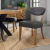 Bentley Designs Ellipse Rustic Oak 4 Seater Dining Table & 4 Dark Grey Fabric Dining Chairs