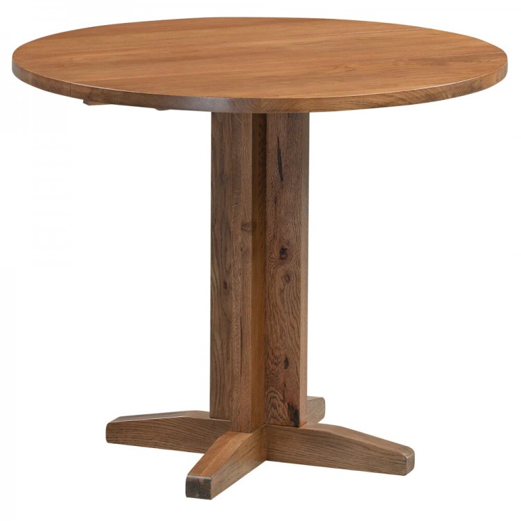 Divine Furniture Dortmund Rustic Oak Round Drop Leaf Dining Table