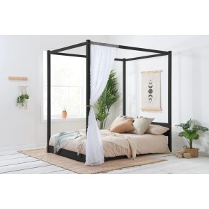 Birlea Furniture Darwin Black Painted 4ft6 Double Low Four Poster Bed Birlea Furniture Darwin Black Painted 4ft6 Double Low Four Poster Bed