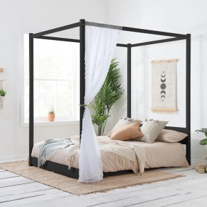 Birlea Furniture Darwin Black Painted 5ft King Size Low Four Poster Bed Birlea Furniture Darwin Black Painted 5ft King Size Low Four Poster Bed