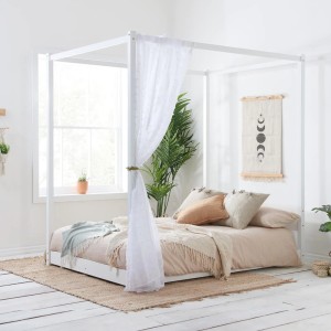 Birlea Furniture Darwin White Painted 5ft King Size Low Four Poster Bed Birlea Furniture Darwin White Painted 5ft King Size Low Four Poster Bed