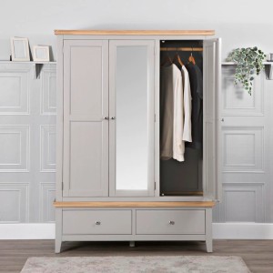 Piccadilly Grey Painted Furniture 3 Door Triple Wardrobe Piccadilly Grey Painted Furniture 3 Door Triple Wardrobe