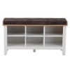 Piccadilly White Painted Furniture Hall Bench with Fabric Seat