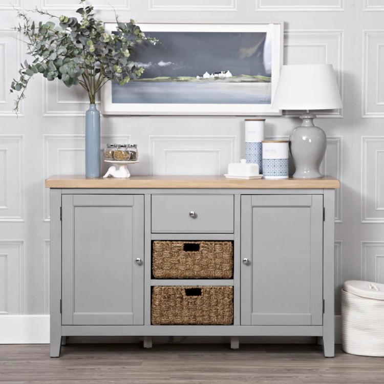 Piccadilly Grey Painted Furniture 2 Door Large Sideboard