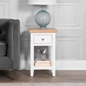 Piccadilly White Painted Furniture Lamp Table with Drawer Piccadilly White Painted Furniture Lamp Table with Drawer