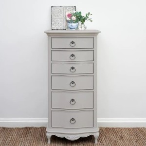 Willis & Gambier Etienne Soft Grey Painted 6 Drawer Bedroom Tallboy Willis & Gambier Etienne Soft Grey Painted 6 Drawer Bedroom Tallboy