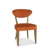 Bentley Designs Ellipse Rustic Oak Upholstered Chair in Rust Velvet Fabric (Pair)