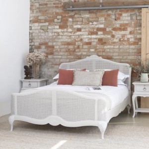 Willis & Gambier Etienne Soft Grey Painted 4ft6 Double Rattan Bed Willis & Gambier Etienne Soft Grey Painted 4ft6 Double Rattan Bed