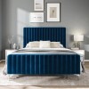 Chelsea Blue Velvet Fabric Classic 5ft King Size Bed