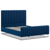 Chelsea Blue Velvet Fabric Classic 5ft King Size Bed