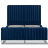 Chelsea Blue Velvet Fabric Classic 5ft King Size Bed