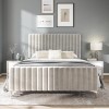 Kensington Silver Velvet Fabric Classic 5ft King Size Bed