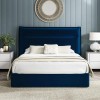 Chelsea Blue Velvet Fabric Ottoman 4ft6 Double Bed