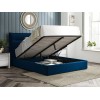 Chelsea Blue Velvet Fabric Ottoman 5ft King Size Bed