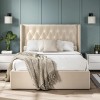 Soho Beige Linen Fabric Ottoman 5ft King Size Bed