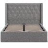 Ascot Dark Grey Linen Fabric Ottoman 5ft King Size Bed