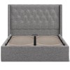 Ascot Dark Grey Linen Fabric Ottoman 5ft King Size Bed