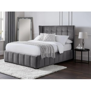 Julian Bowen Furniture Gatsby Grey Velvet 4ft6 Double Bed Julian Bowen Furniture Gatsby Grey Velvet 4ft6 Double Bed