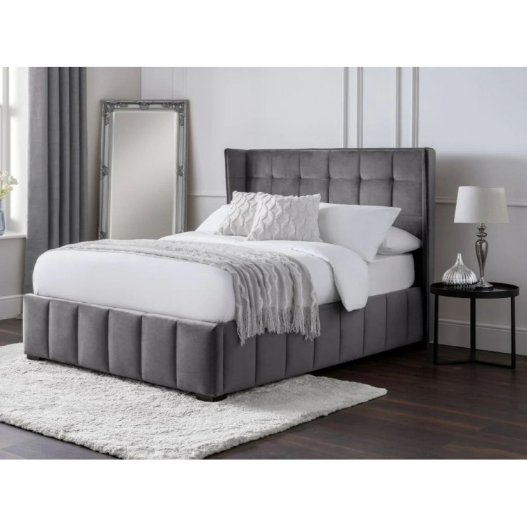 Julian Bowen Furniture Gatsby Grey Velvet 4ft6 Double Bed