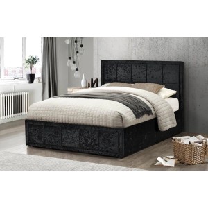 Birlea Furniture Hannover Black Crushed Velvet Upholstered 4ft Small Double Ottoman Bed