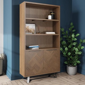 Battersea Aged Oak Large 2 Door Bookcase with Shelves Battersea Aged Oak Large 2 Door Bookcase with Shelves
