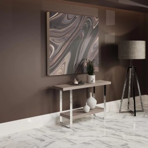 Mayfair Silver Grey Oak Rectangular Console Table with Shelf Mayfair Silver Grey Oak Rectangular Console Table with Shelf