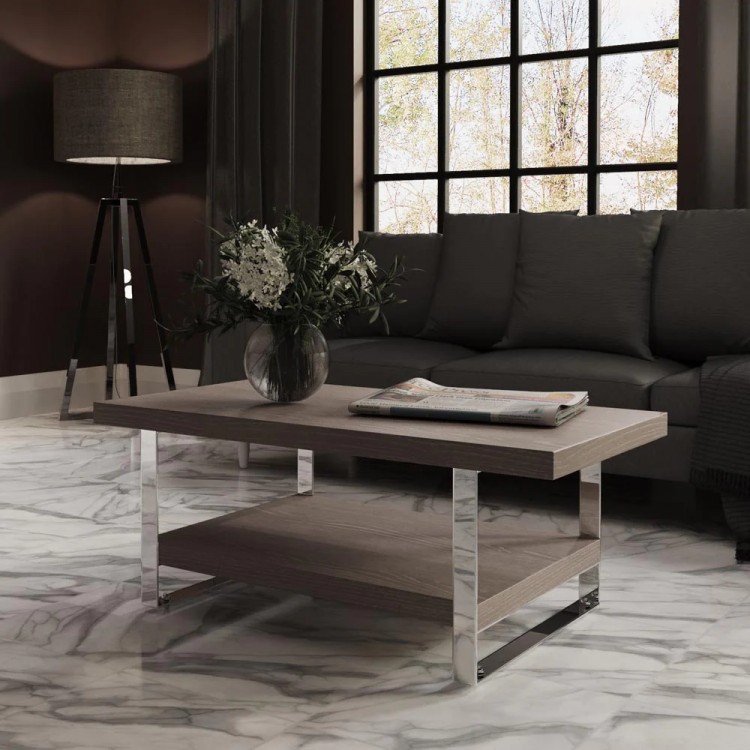 Mayfair Silver Grey Oak Rectangular Coffee Table with Shelf