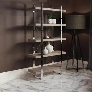 Mayfair Silver Grey Oak 5 Tier Large Open Bookcase Mayfair Silver Grey Oak 5 Tier Large Open Bookcase
