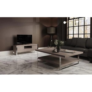 Mayfair Silver Grey Oak Rectangular Large Coffee Table with Shelf Mayfair Silver Grey Oak Rectangular Large Coffee Table with Shelf