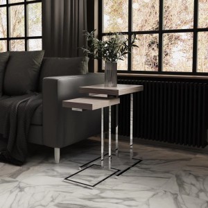 Mayfair Silver Grey Oak Nest of 2 Sofa Tables Mayfair Silver Grey Oak Nest of 2 Sofa Tables