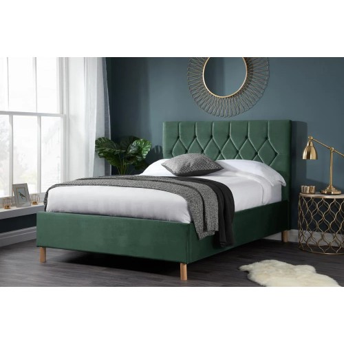 Birlea Furniture Loxley Green Fabric Upholstered 5ft King Size Ottoman Bed