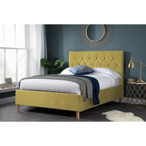 Birlea Furniture Loxley Mustard Fabric Upholstered 4ft6 Double Ottoman Bed
