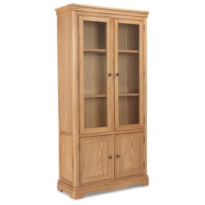 Heritage Colmar Natural Oak 4 Door Glass Display Cabinet