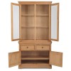 Heritage Colmar Natural Oak 4 Door 2 Drawer Small Glass Display Cabinet